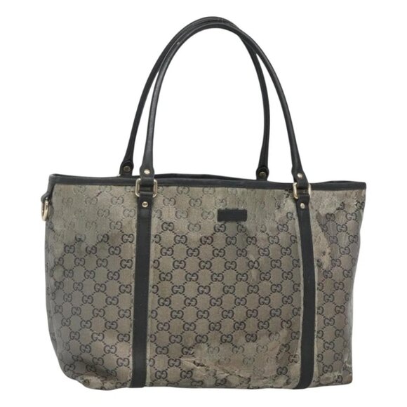 GUCCI GG Crystal Tote Bag Coated Canvas Navy Gold 197953 Auth 118745 - Picture 1 of 14
